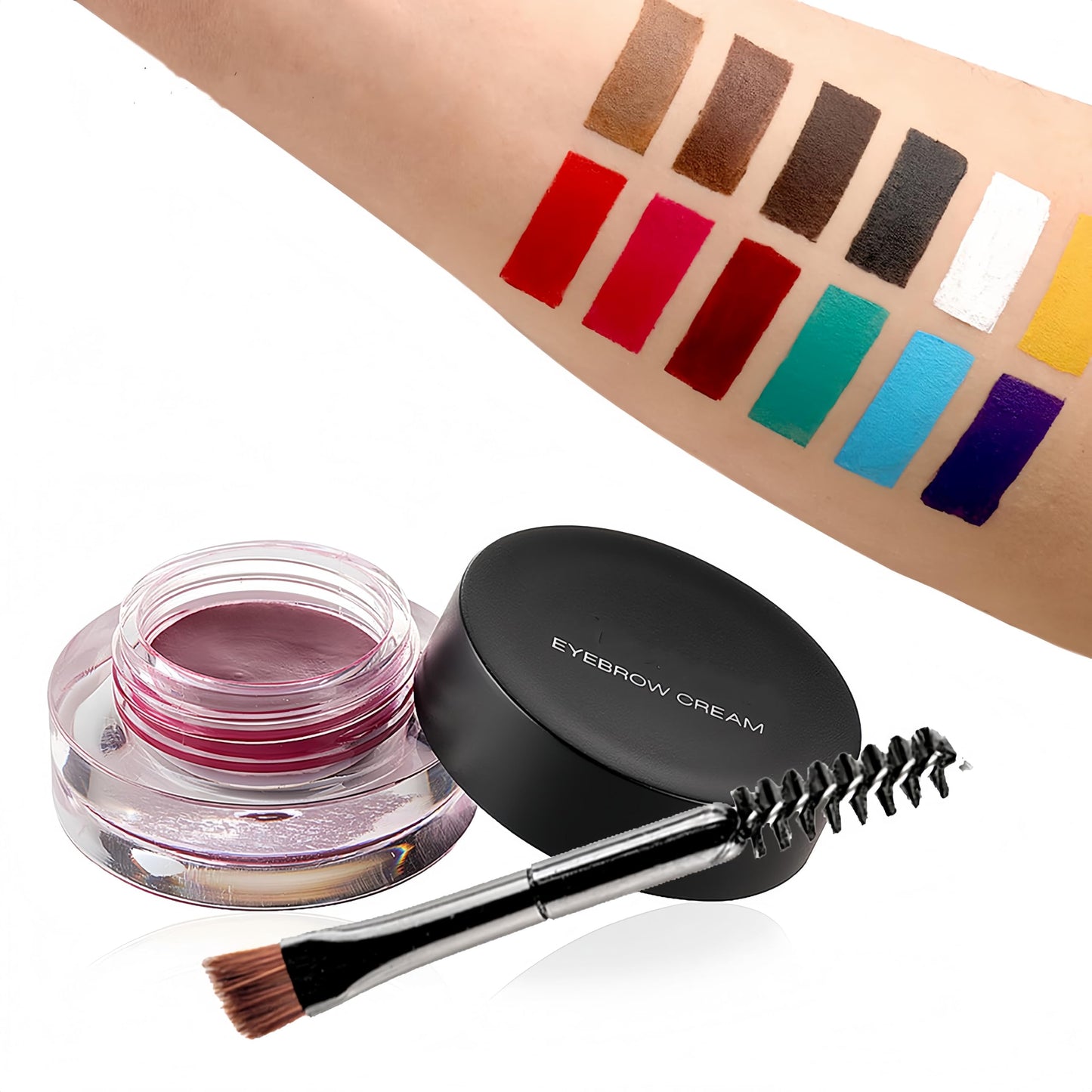 Melemando 12 Color Eyebrow Cream Colorful Smooth Eyebrow Pomade Gel Long Lasting Waterproof Eyeliner Gel Eye Brow Makeup Cosmetics with Eyebrow Brush (08 Magenta)