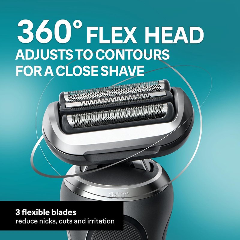 Braun Electric Shaver for Men - Series 7 7185cc | Waterproof Wet & Dry Shaving Kit with Beard Trimmer, 60 Min Runtime