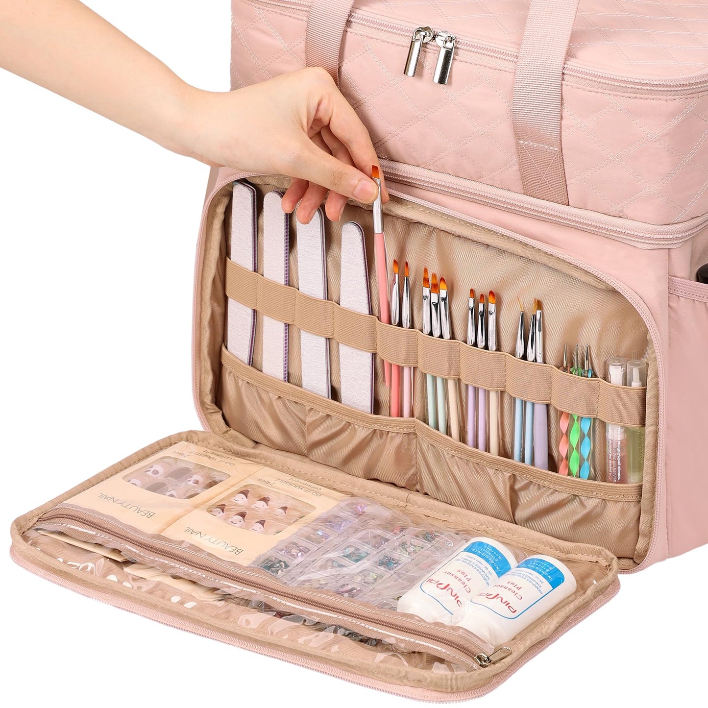 HOMEST Double Layer Nail Polish Storage Organizer for 80 Bottles and a Lamp