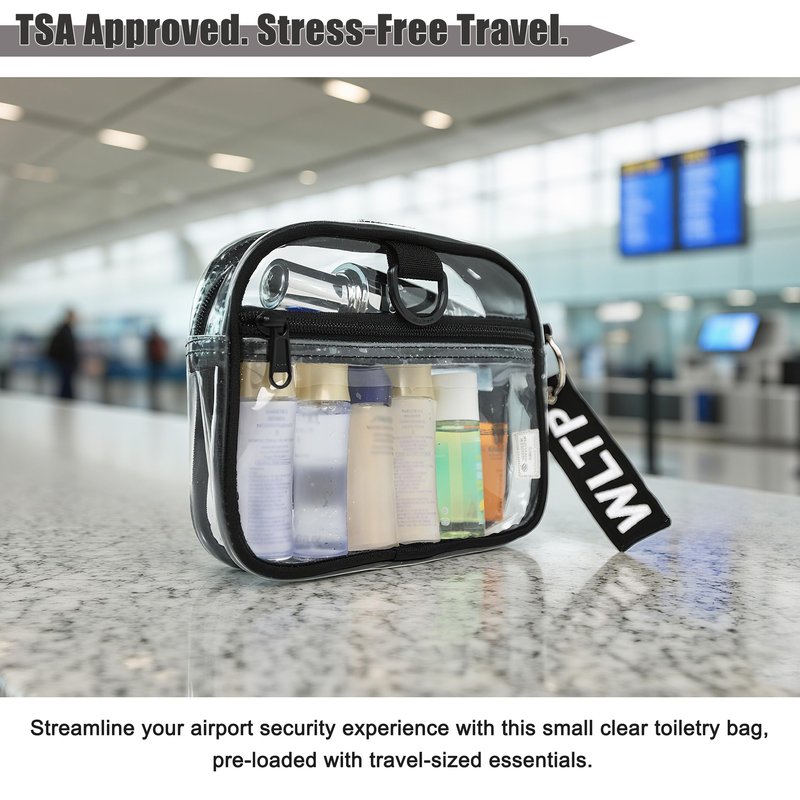 Rough Enough Clear Quart Size TSA Approved Toiletry Bag Small with Keychain for Travel Size Toiletries