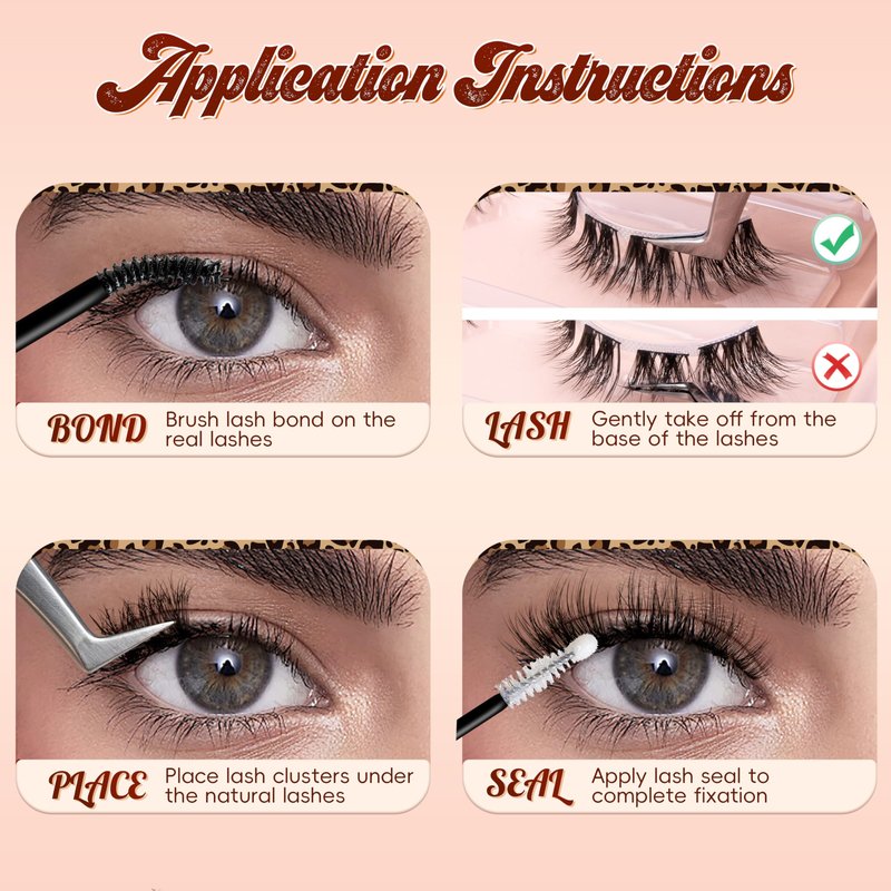 VYRILA Fluffy Lash Clusters 13mm False Eyelashes, 0.05mm PBT Fiber Eyelash Clusters Mink Lashes, 0.1mm Superfine Band Individual Lashes Clusters Like Eyelash Extensions(Starry-5 Pairs Lashes Pack)