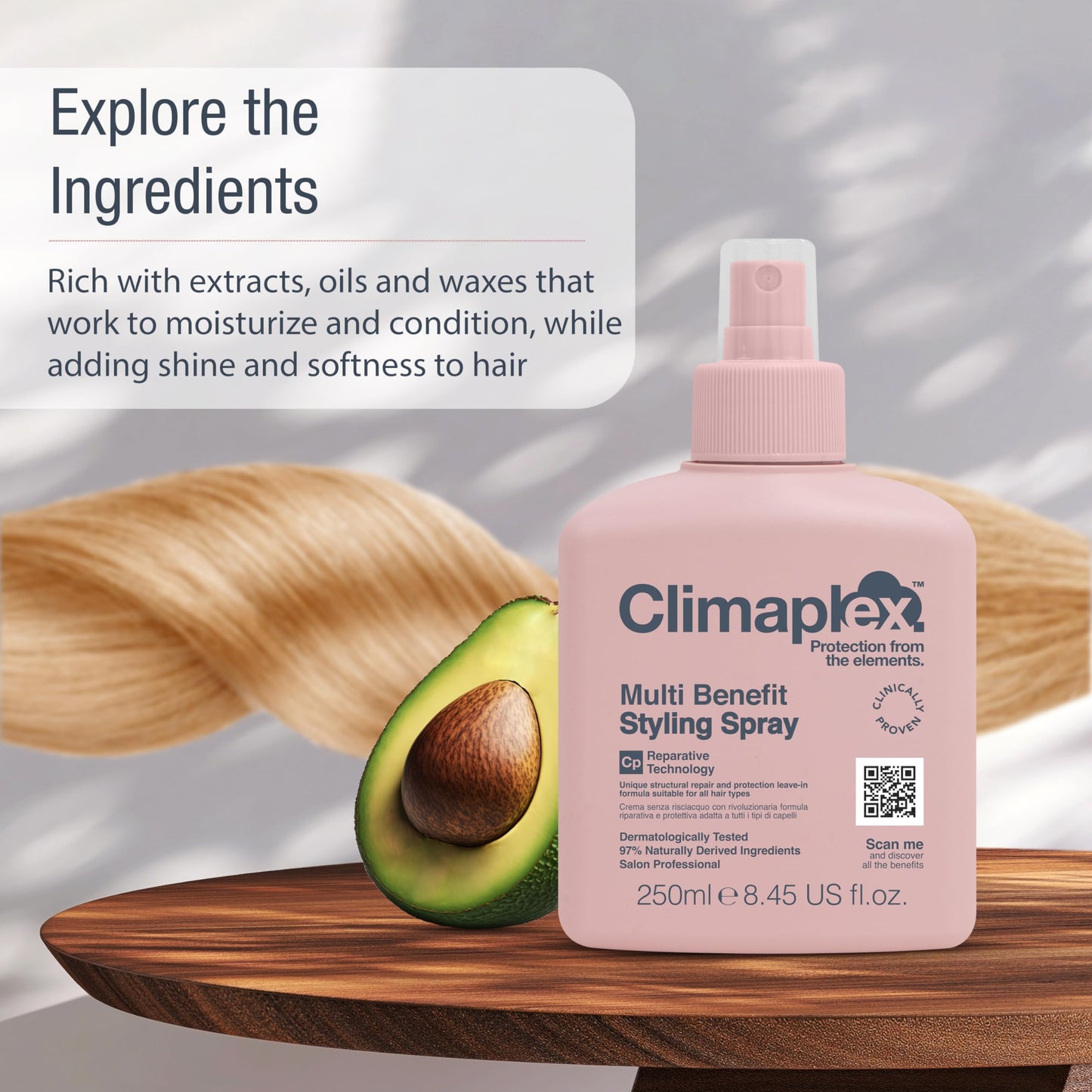Climaplex Multi Benefit Styling Spray - Anti-Humidity Frizz Control - Helps Strengthen and Prevent Heat Damage - Contains Detangling Benefits - Infused with Coconut, Avocado and Shea Butter - 8.45 oz