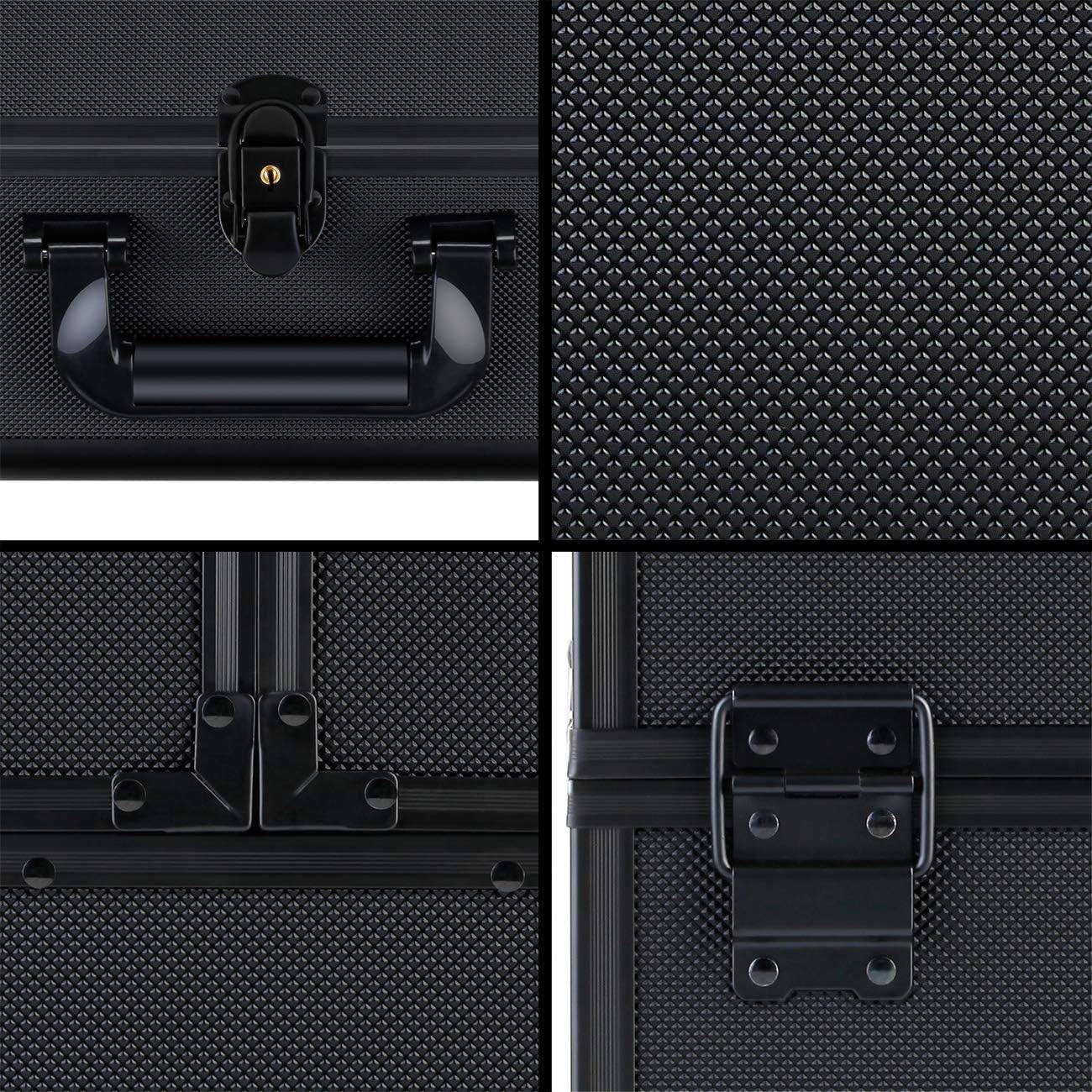 Professional Portable Aluminum Makeup Case - Secure Cosmetics Storage Box with 2 Decks | Black Diamond