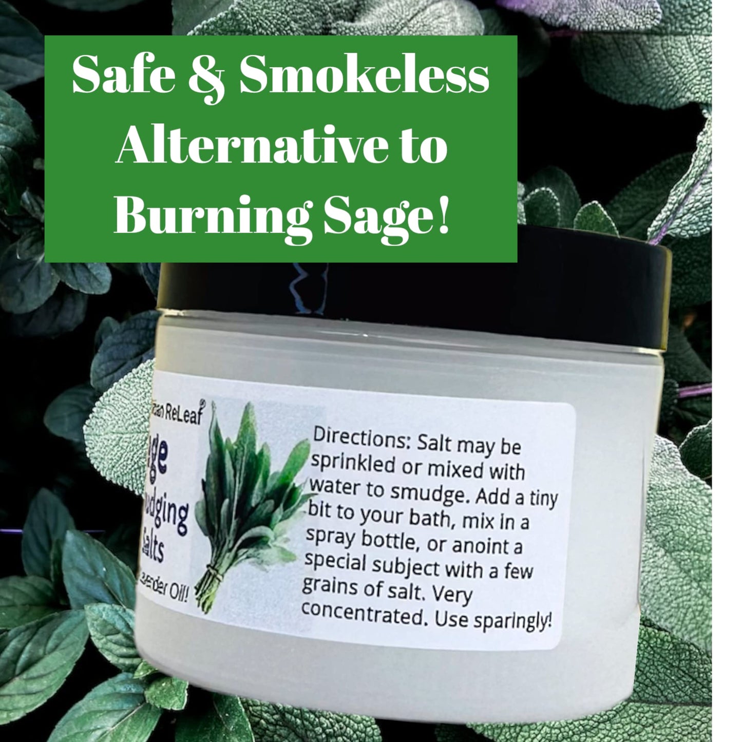 Urban ReLeaf Sage Smudging Salts with Lavender Oil ! Safe & Smokeless Smudge Cleanse Protect Bless Anointing. Fresh from USA! 100% Natural, Vegan. (Pack of 2)