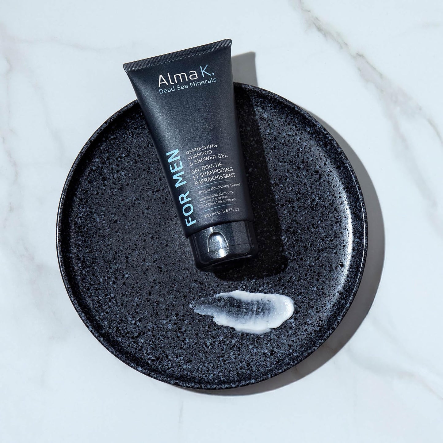 ALMA K Refreshing Shampoo and Shower Gel - 2 in 1 Mens Body Wash and Clarifying Shampoo - Antioxidant-Rich with Argan Oil, Dead Sea Minerals - 6.8 oz (Pack of 2)
