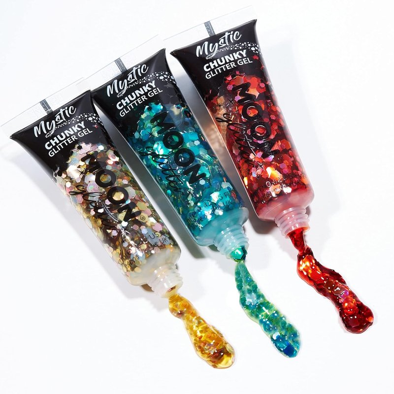 Mystic Chunky Glitter Gel - 5 Vibrant Face Paint Colors - 0.40fl Each