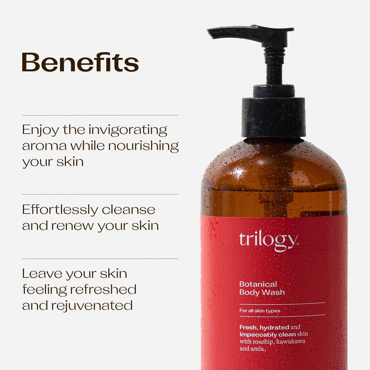 Trilogy Botanical Body Wash, Luxurious Spa Experience with Rosehip Oil, 16.9 fl oz
