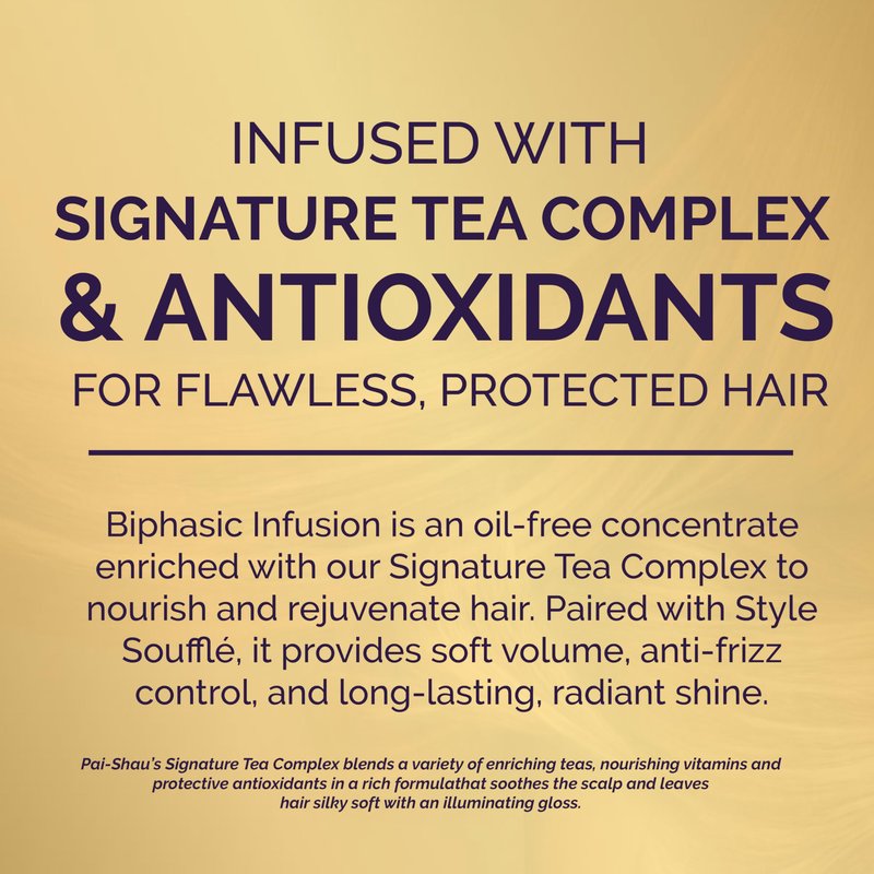 Pai-Shau Biphasic Infusion & Style Soufflé Set - Oil-Free Hair Rejuvenating Serum - Provides Shine, Thermal, and Environmental Protection, 4oz & Medium Hold Styling Cream for All Hair Textures, 5.9oz