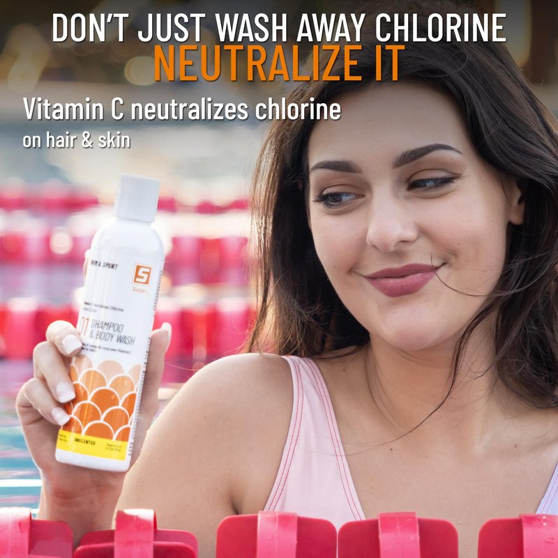 Swim Shampoo & Conditioner Set – Vitamin C Chlorine Removal for Swimmers, Restores Softness & Damaged Hair, Gentle Cleansing Swim Hair Care System (16 fl oz total)