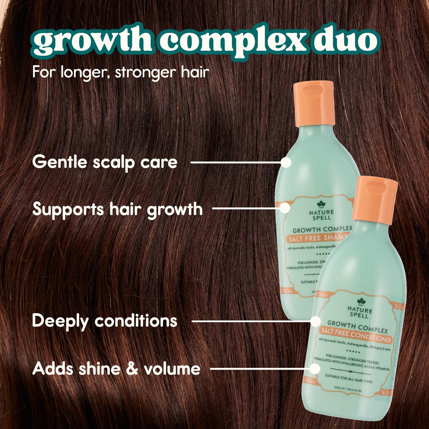 Nature Spell Hair Growth Shampoo and Conditioner Set, 10.14 Fl Oz x 2