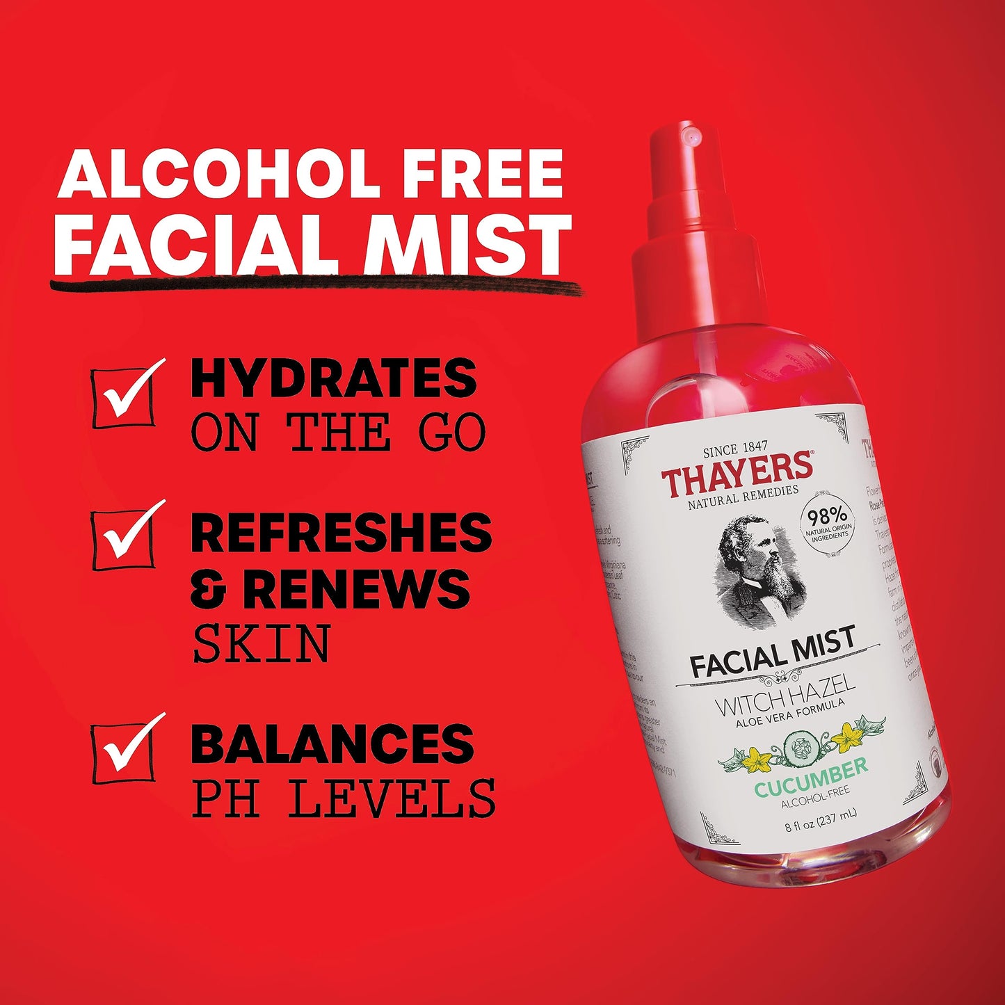 THAYERS Alcohol-Free Witch Hazel Facial Mist Toner with Aloe Vera
