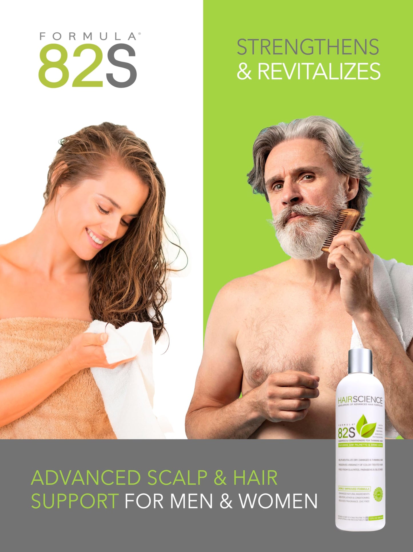 Hair Science Formula 82S | Scalp & Hair Health Shampoo | With Saw Palmetto & Biotin | For Volume, Strength & Thinning Concerns | Sulfate-Free | 12 oz