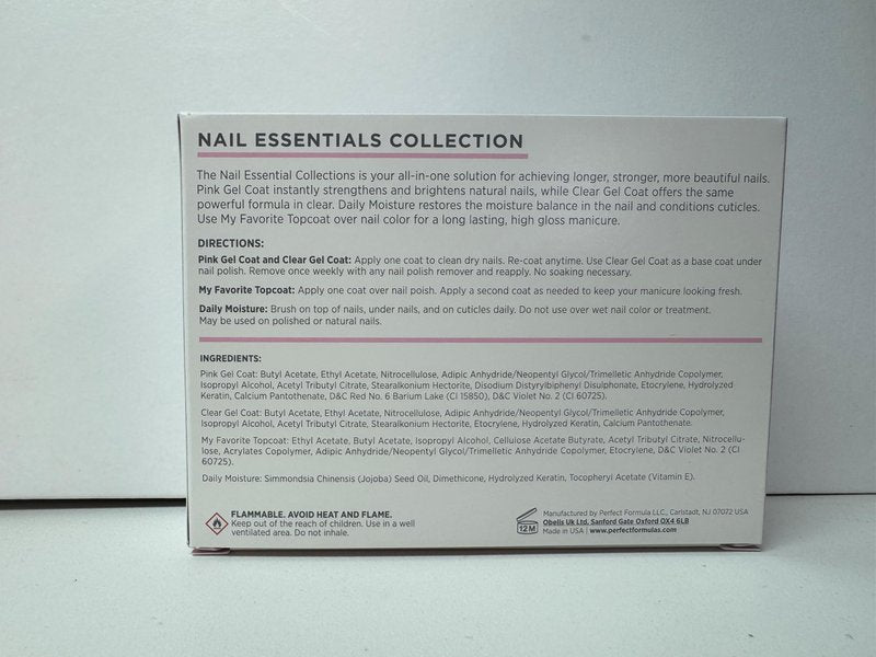 Perfect Formula Nail Essentials Kit – 4-Piece Keratin Nail Strengthener and Growth - Nail Repair For Damaged Nails | High Gloss Finish, Nail Polish and Treatment for Longer, Stronger Nails