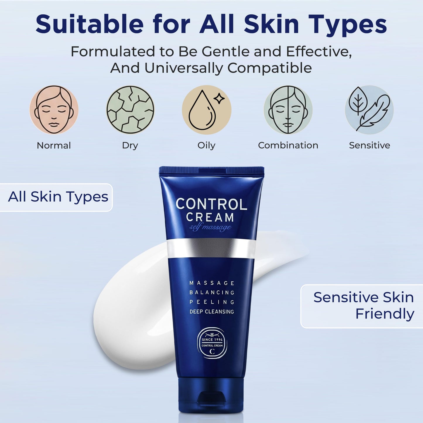 CHARMZONE Control Cream | Korean Face & Body Massage Cream for Gentle Exfoliation, Sebum & Pore Care, Deep Hydration, Smooth Radiant Skin, Professional K-Beauty Self-Massage | 5.07 oz