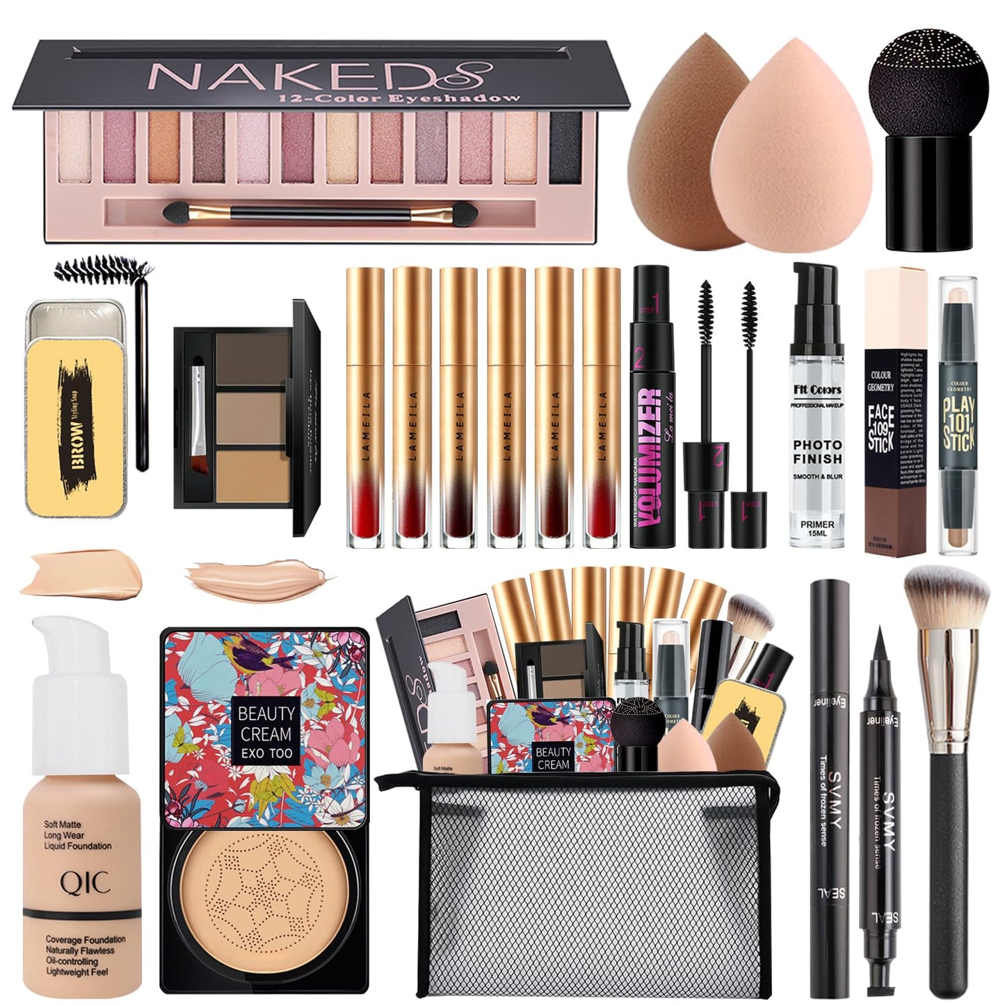 All-in-One Makeup Kit for Women - Complete Travel Gift Set with Eyeshadow, Foundation, Lipstick & More | Perfect for Teens & Girls