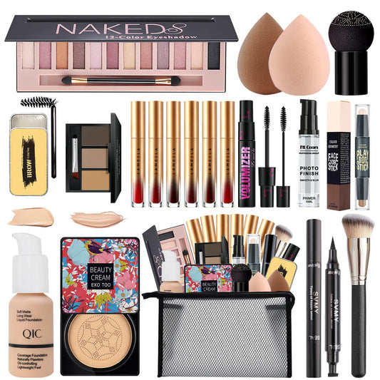 All-in-One Makeup Kit for Women - Complete Travel Gift Set with Eyeshadow, Foundation, Lipstick & More | Perfect for Teens & Girls