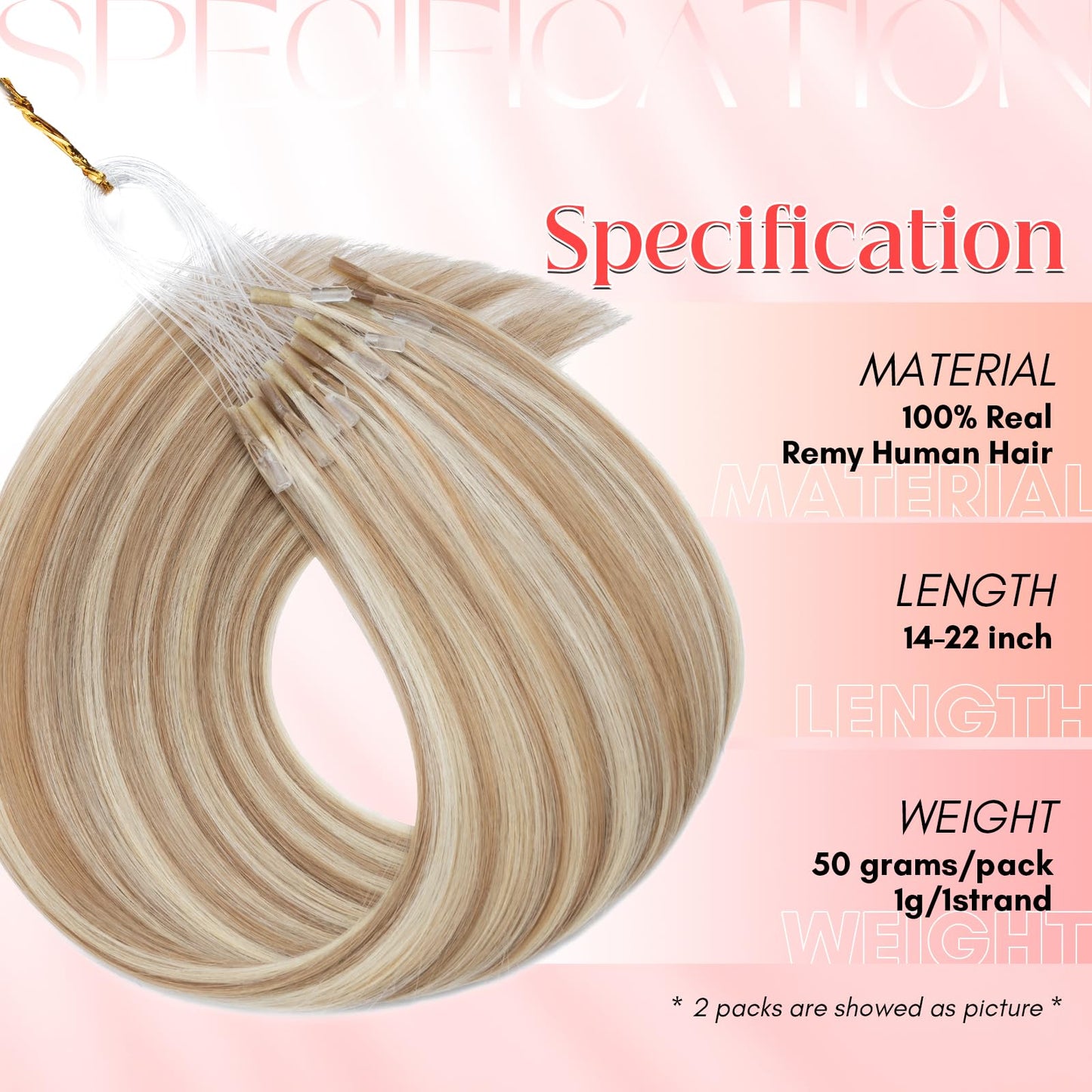 S-noilite U Tip Hair Extensions 100% Real Remy Human Hair Upgraded Micro Ring K Tip Extensions Pre Bonded Keratin Hair Extensions 50g/50 Stands 14 Inch Golden Brown Highlighted Bleach Blonde