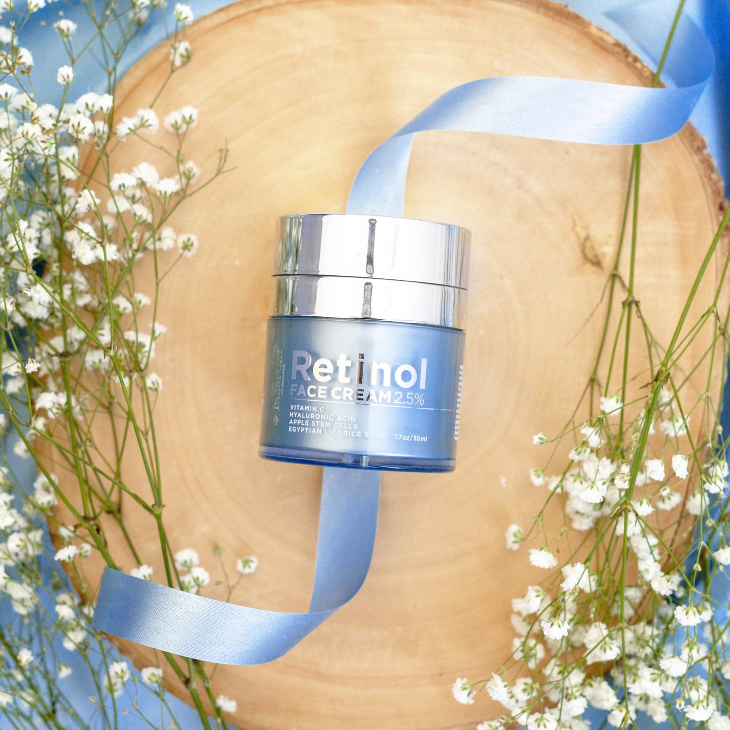 Passport to Organics Retinol 2.5% High Potency Face Cream - Anti-Aging Cream - Organic Moisturizing Cream with Vitamin C, Hyaluronic Acid & Essential Oils - Retinol Moisturizer for Dry Skin - 1.7oz