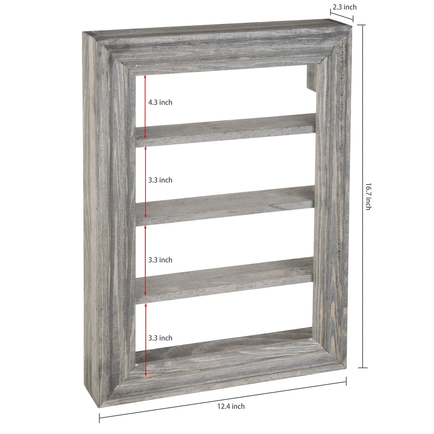 MyGift Vintage Gray Wood Wall Mounted Nail Polish Holder Display Rack with 4 Tier Shelf, Essential Oil Bottle Organizer