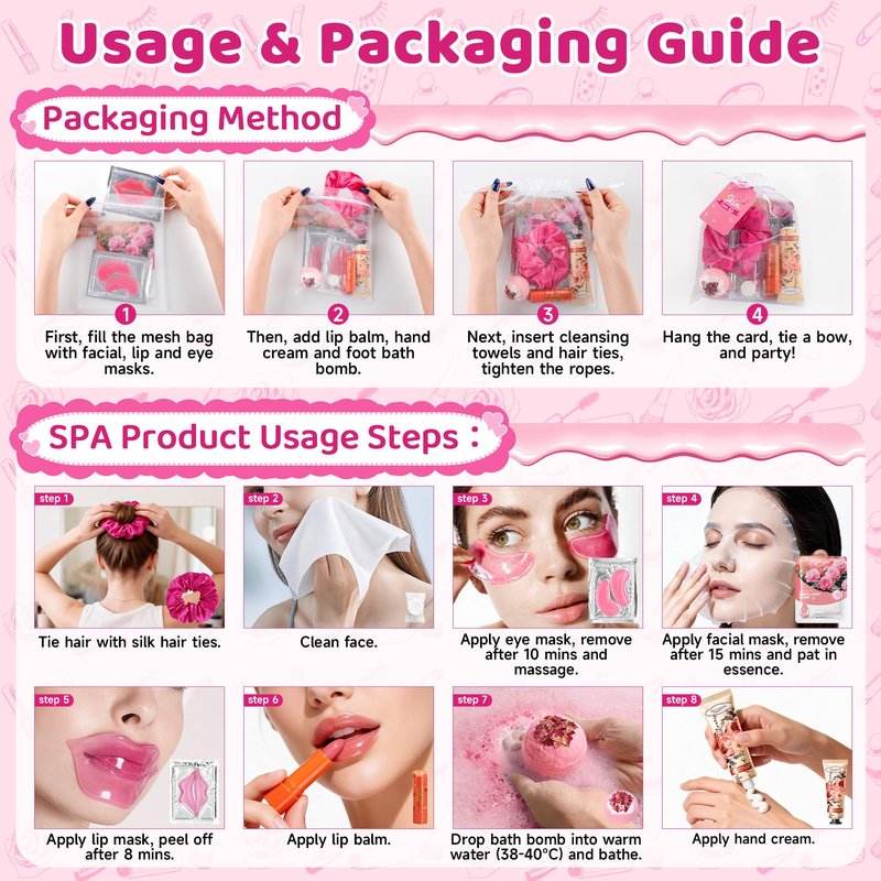121 PCS Spa Party Supplies for Women & Teen Girls, Spa Party Favors Set with Face Masks, Lip Balm, Hand Cream, Under Eye Patches, Lip Mask, Foot Bath Bombs, Gift Bags for Birthday Sleepover