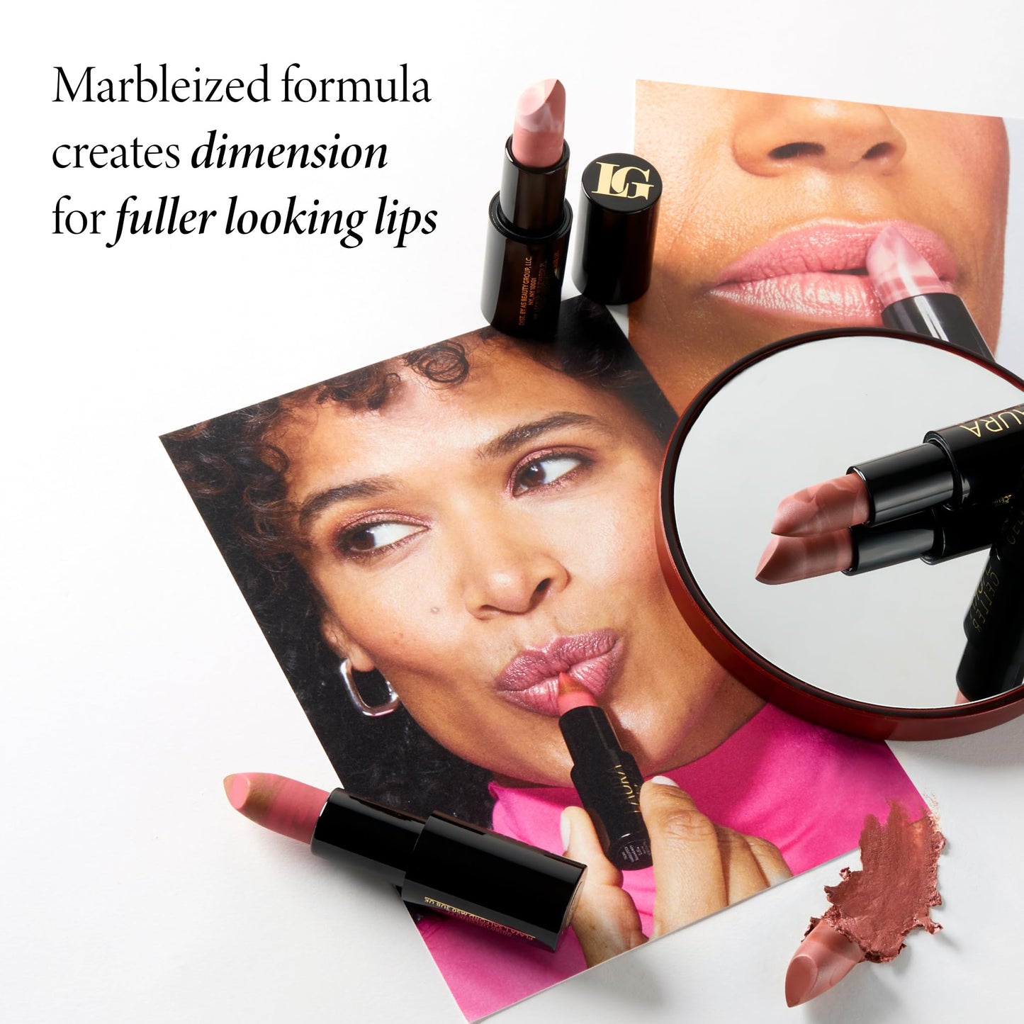 LAURA GELLER NEW YORK Marble Magic Kit: Baked Balance-n-Brighten Powder Foundation, Tan + Baked Blush-n-Brighten, Pink Buttercream + Italian Marble Lipstick, Berry Vanilla