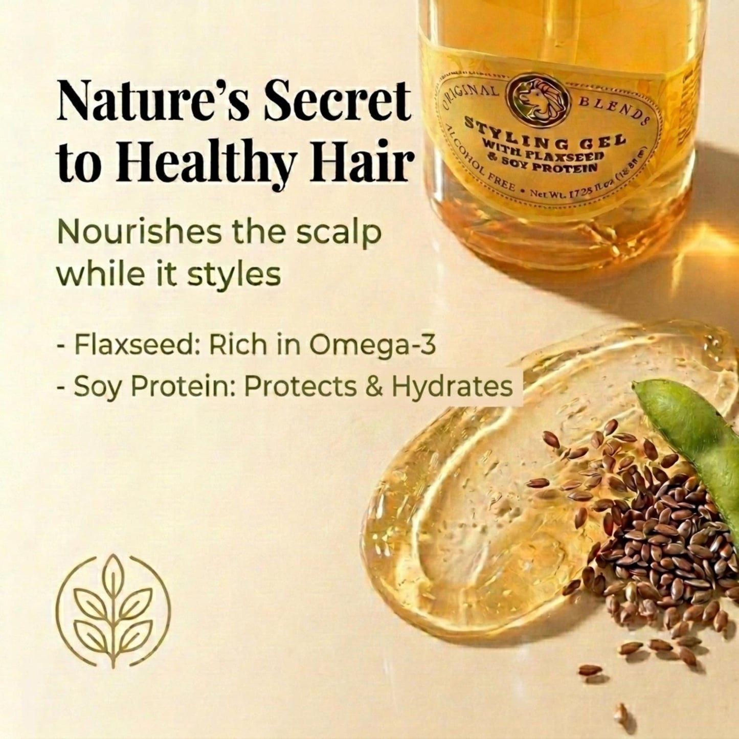 Natural Flaxseed Hair Gel for Kids & Families Alcohol-Free, Sulfate-Free, Paraben-Free, Vegan – Tames Frizz – Moisturizing & Gentle Styling Gel for Toddlers, Children & Adults (17.25oz Pump)