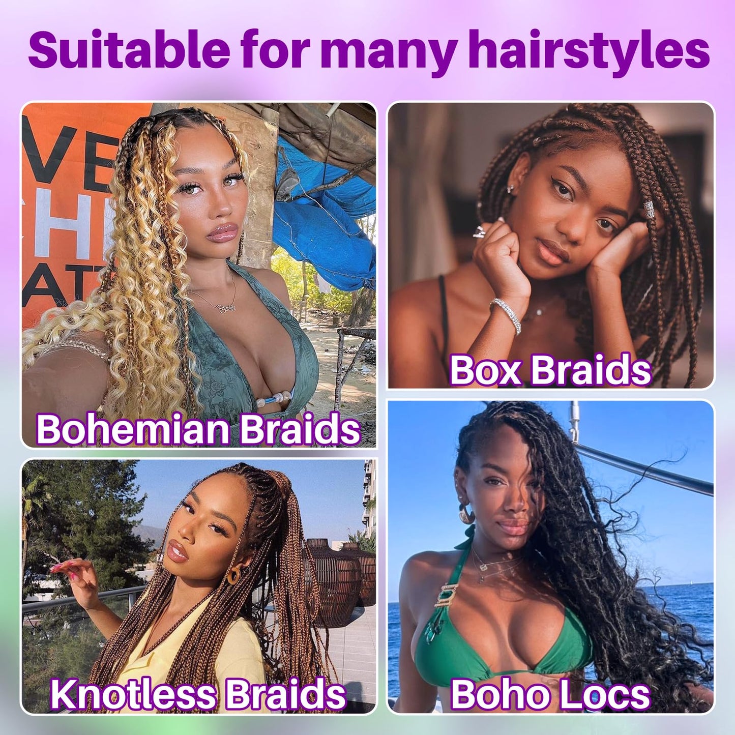 Human Braiding Hair for Boho Braids, Deep Wave Bulk Boho Braids Human Hair for Knotless Curly Bohemian Water Wave Braiding 110g 16 Inch Chocolate Brown (3 No Weft Bundles/Pack)