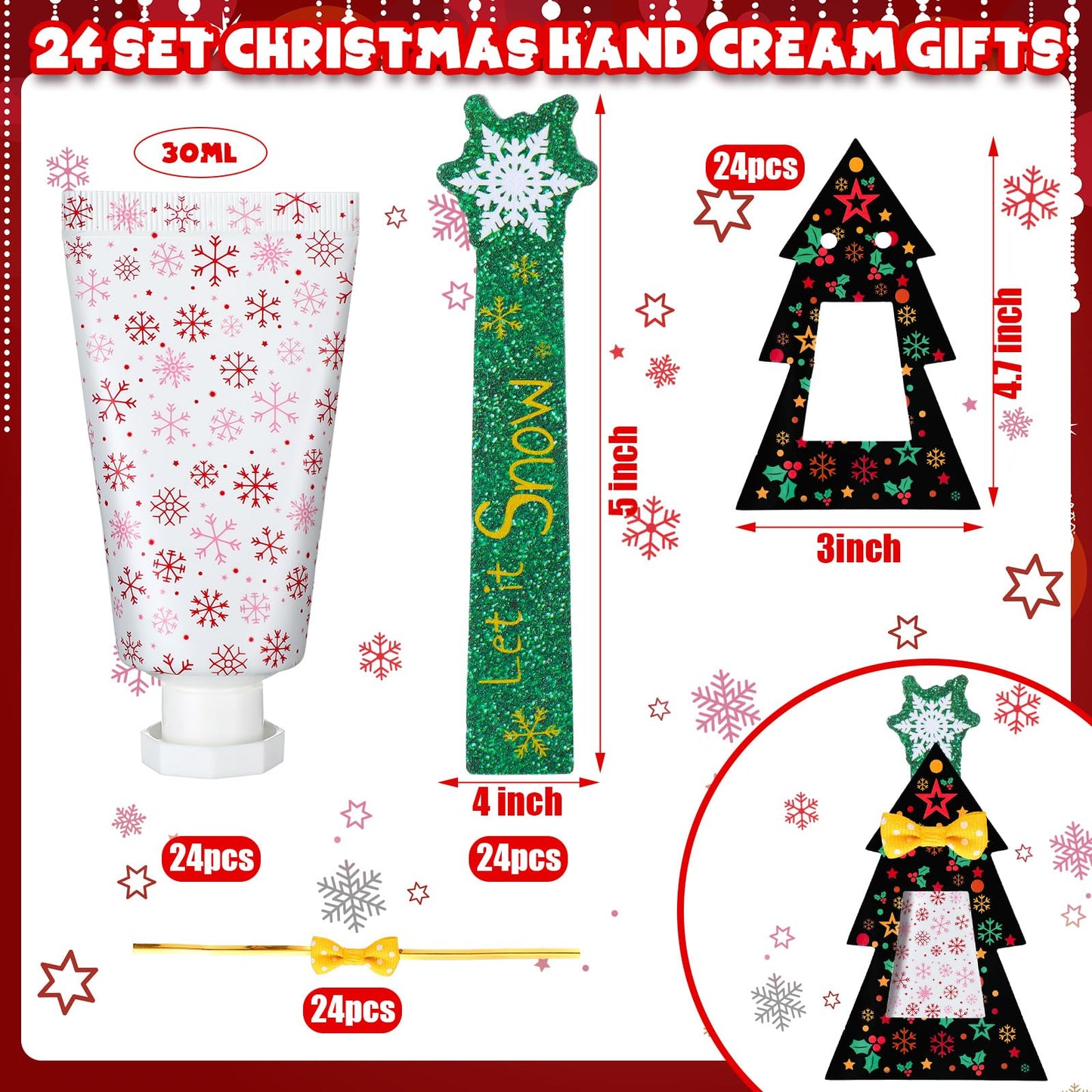 Sacubee 24 Christmas Hand Cream with Nail File Gifts Set Snowflake Hand Cream & Nail File Christmas Party Favors Travel Size Skin Lotion Xmas Party Supplies for Guests