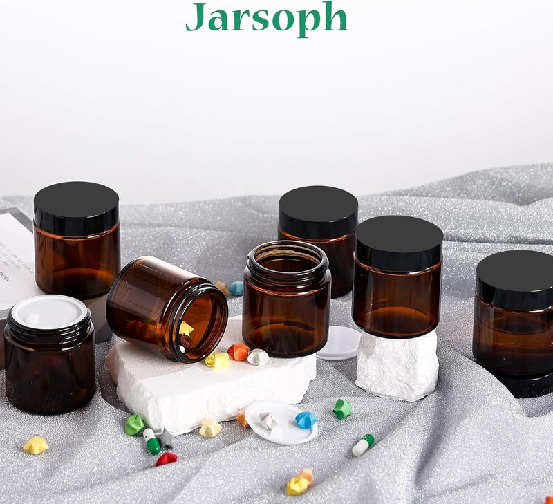 Amber Glass Jars - 4OZ Refillable Airtight Containers for DIY Creams, Lotions & Candles | 36 Pack