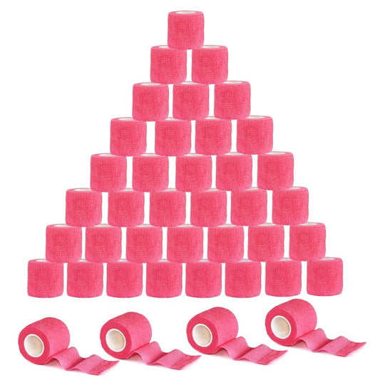 VideoPUP Tattoo Grip Cover Wrap,40pcs Phosphor Pink Disposable Cohesive Tattoo Grip Cover Elastic Bandage Handle Grip Tube for Tattoo Machine Tattoo Grip Accessories
