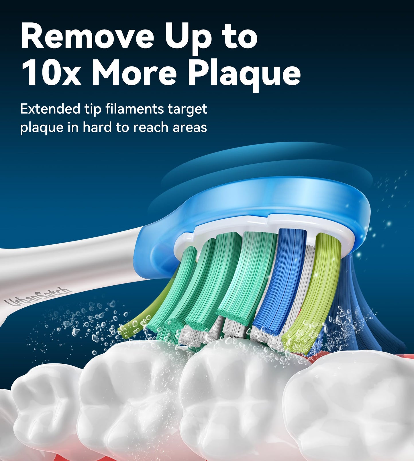 UrbanSatch 8 Pack Sensitive Gum Care Replacement Toothbrush Heads, Compatible with Click-on Sonic Electric Toothbrush Handles, Gentle Gel Cushion, Soft Bristles, Advanced Plaque Removal