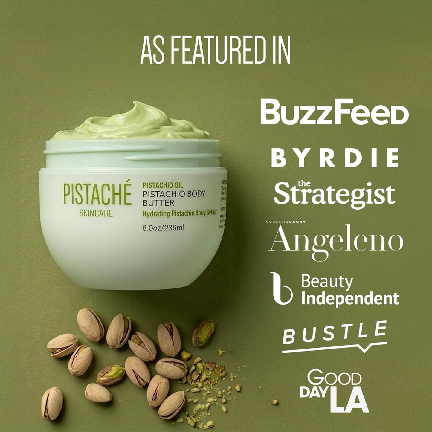 Pistaché Skincare Pistachio Oil Whipped Body Butter - Rich Moisturizer with Vitamin E & Antioxidants | 8 oz