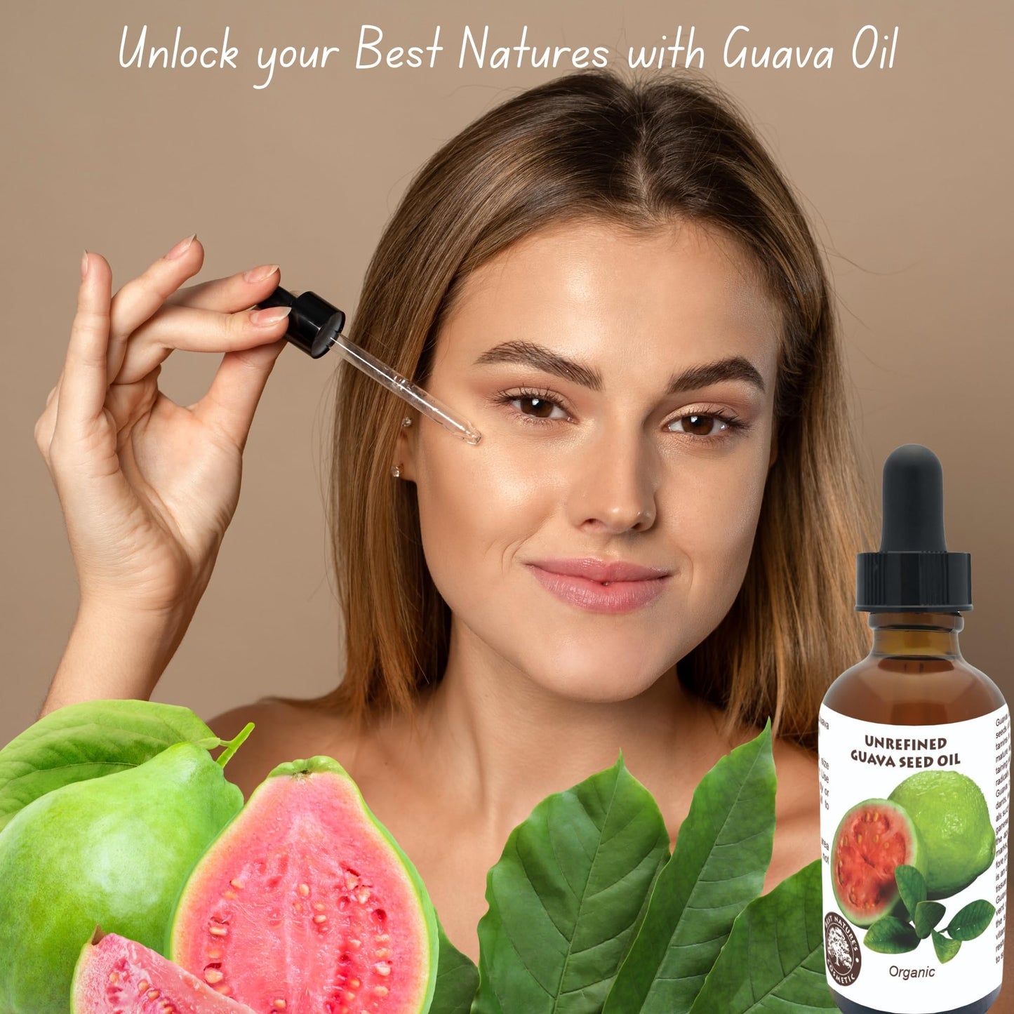 Best Nature's Cosmetics Organic Guava Seed Oil cold pressed for Skin & Hair – Vitamin C Rich, Antioxidant-Rich Hydrating Oil for Glowing Skin & Frizz-Free Hair 2 oz / 60 ml