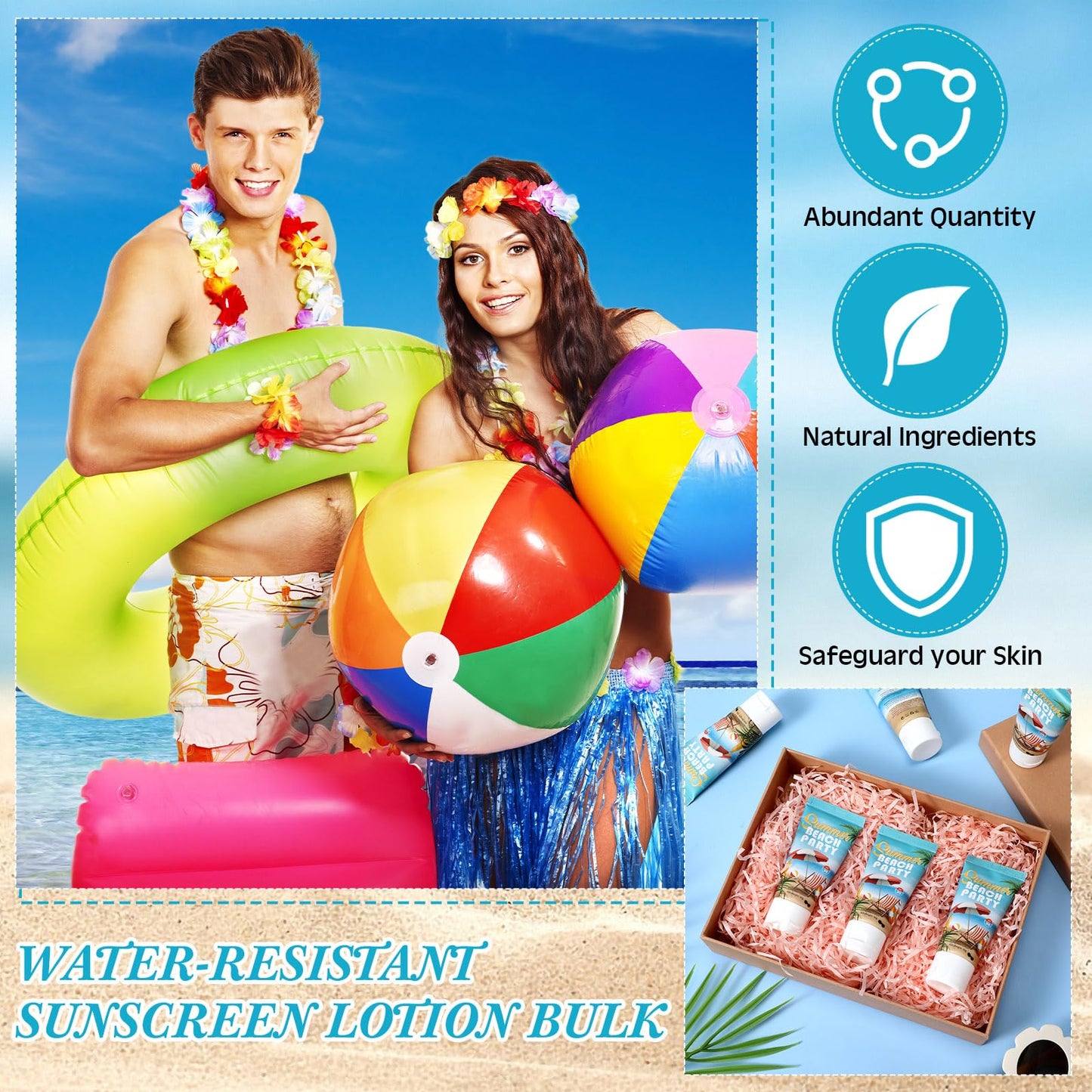 Dansib 24 Pcs Mini Sunscreen Bulk for Summer Party Wedding SPF 30 Water Resistant Sunscreen Lotion Bulk 1oz Travel Size for Thank You Gifts Wedding Supplies (Christmas)