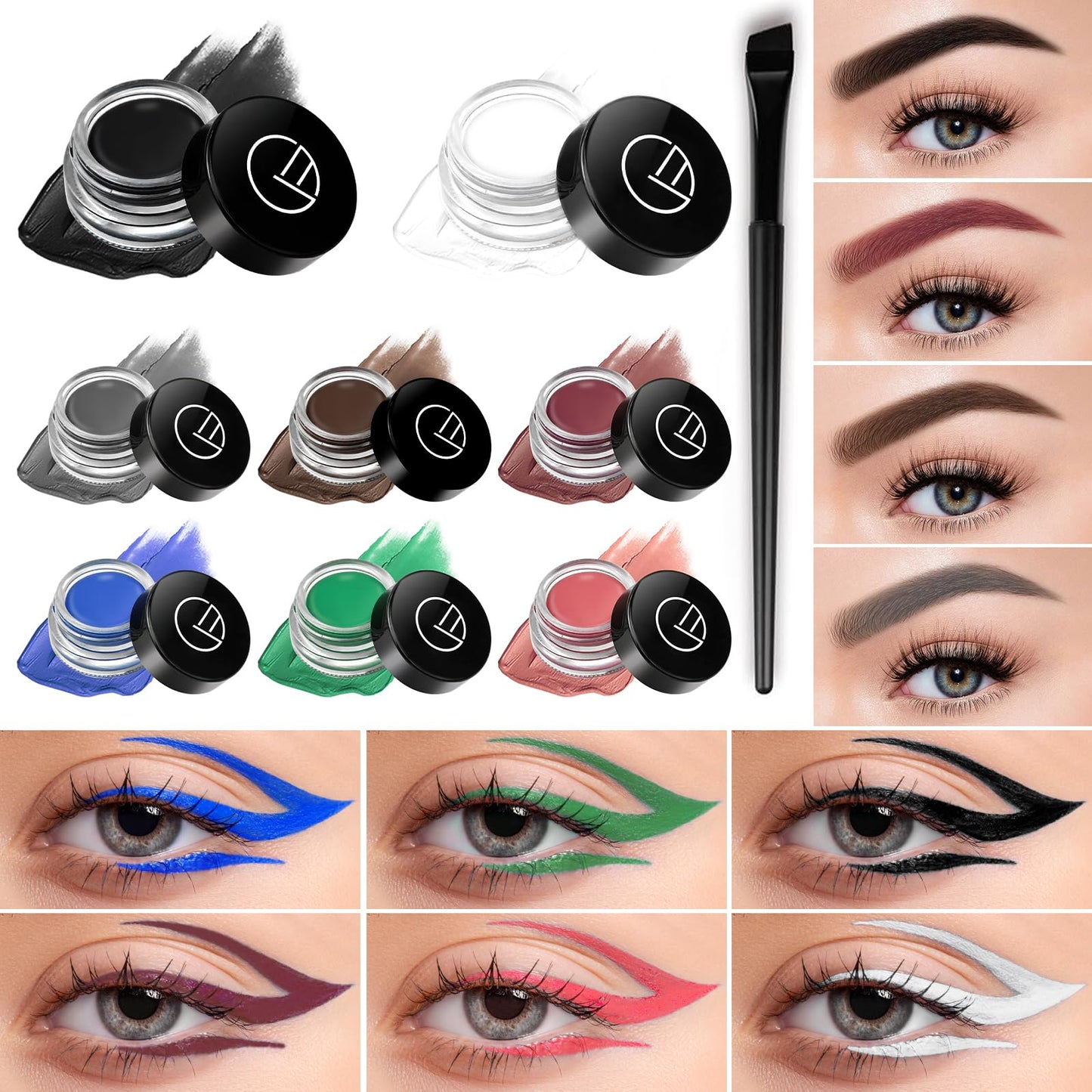 GOOD MOTHER Eyeliner Gel Set,Long Lasting Waterproof With 5.51 IN Long Eyeliner Brush,High-Intensity Pigments Smudge-Proof Eye Liner Makeup Creamy Gel 5G-Klein Blue
