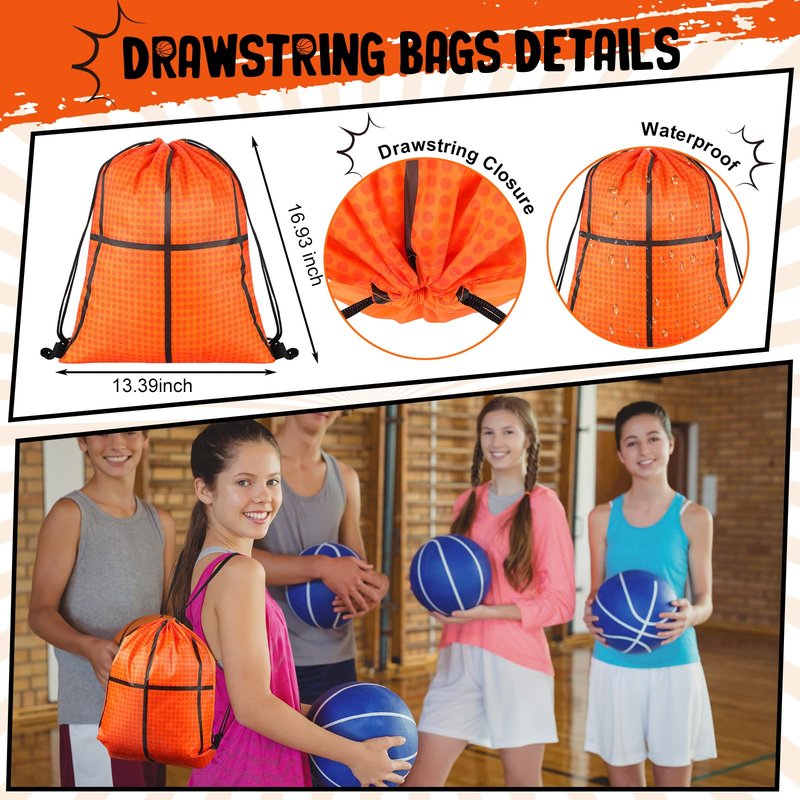 Locmeo 60 Pcs Basketball Party Favors Include 12 Drawstring Bags 12 Makeup Bags 12 Decompression Keychains 12 Basketball Charm Bracelets 12 Hair Scrunchies for Team Women(White)