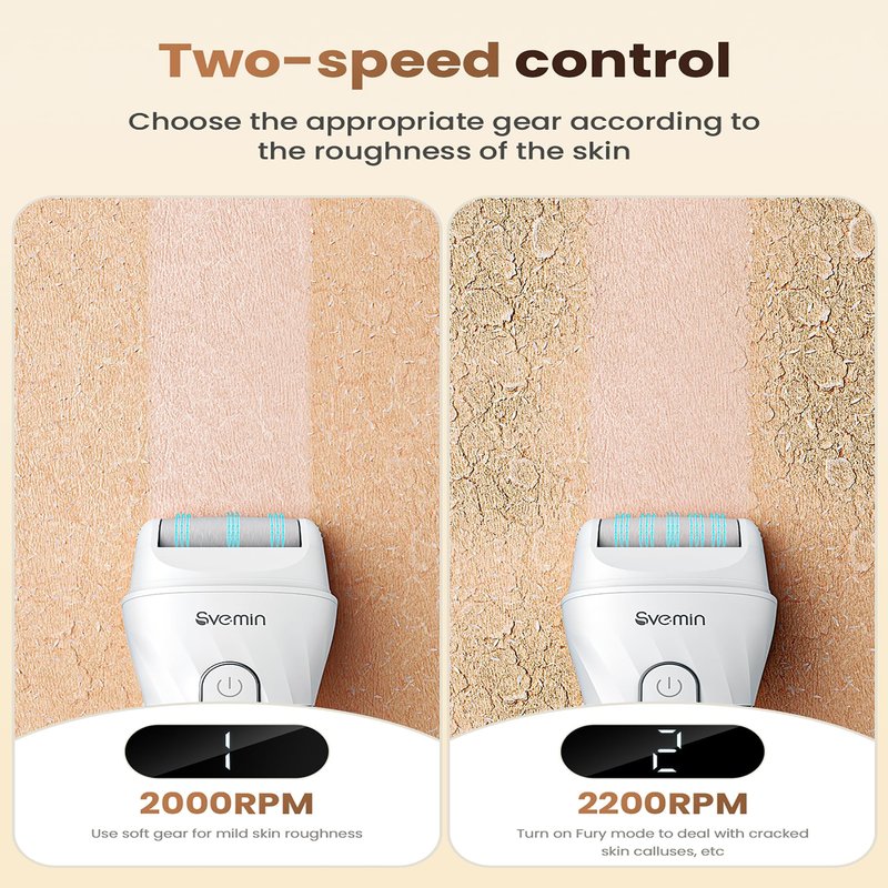 Electric Callus Remover for Feet - 2-Speed Rechargeable Pedicure Kit with 3 Rollers, IPX4 Waterproof Foot Scrubber & Digital Display | Professional Dead Skin & Callus Remover for Women/Men