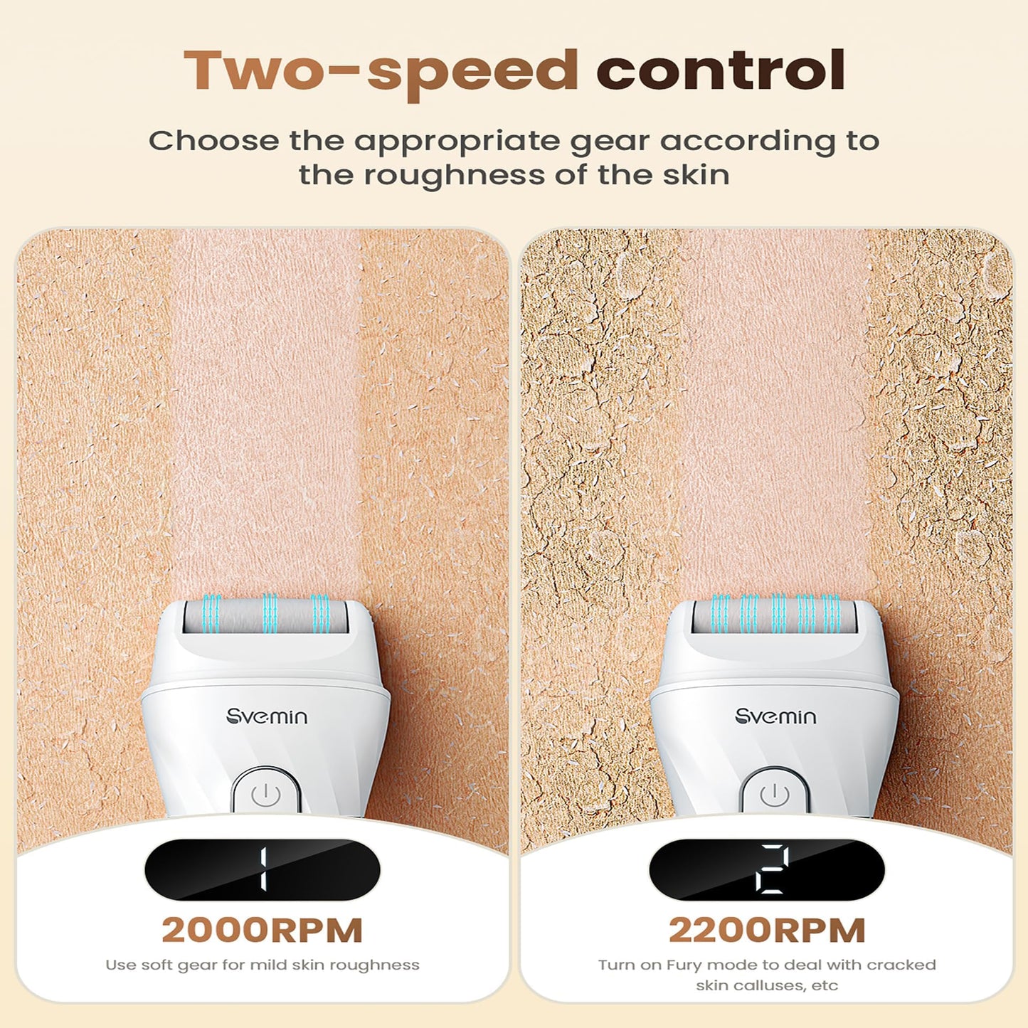 Electric Callus Remover for Feet - 2-Speed Rechargeable Pedicure Kit with 3 Rollers, IPX4 Waterproof Foot Scrubber & Digital Display | Professional Dead Skin & Callus Remover for Women/Men
