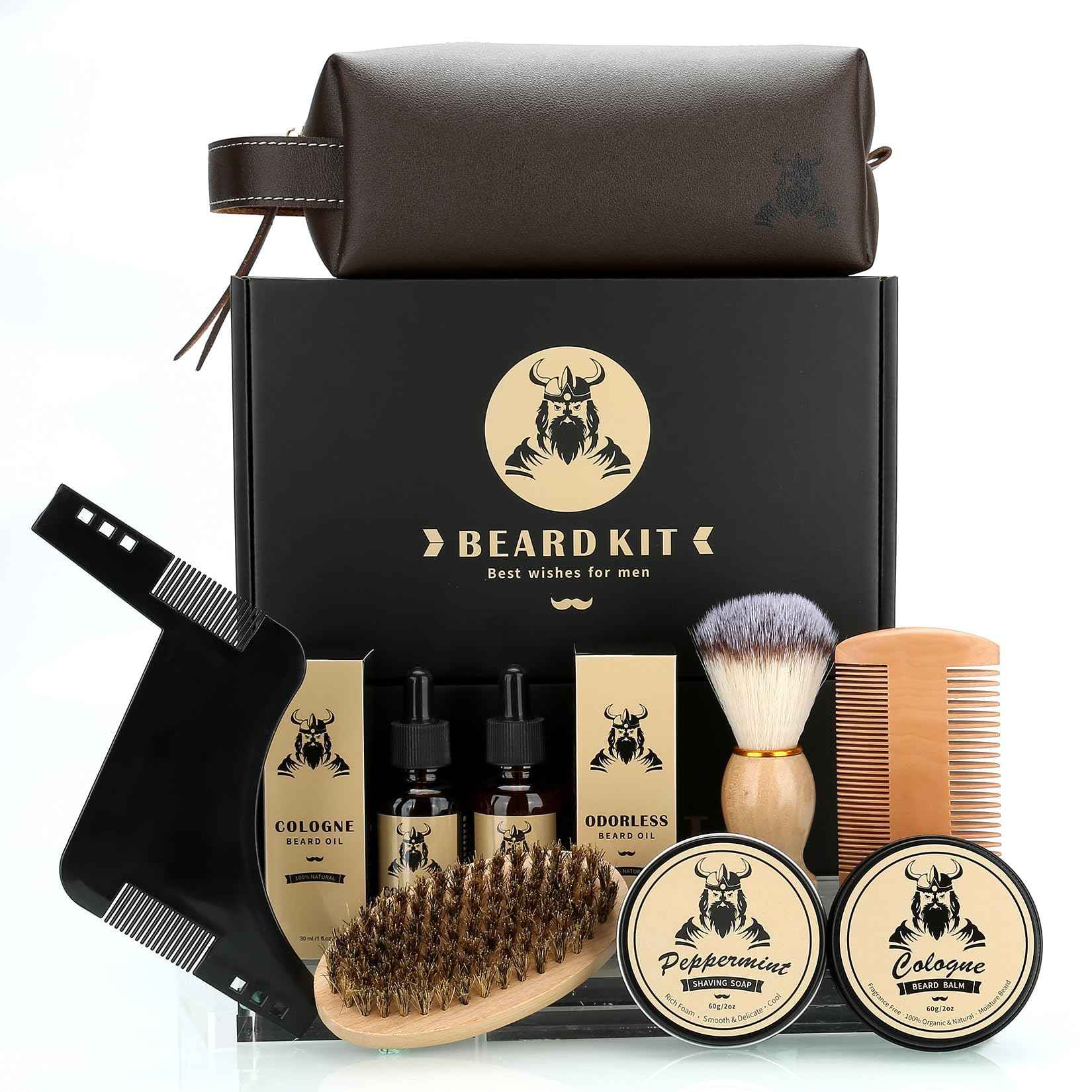 Beard Care Kit Gifts for Men, 9 Pcs Beard Grooming Kit, Beard Club Kit is a Unique Men's Gifts for Dad Husband Boyfriend, Father's Day Anniversary Birthday Wedding Christmas Gift Ideas for Him Boss
