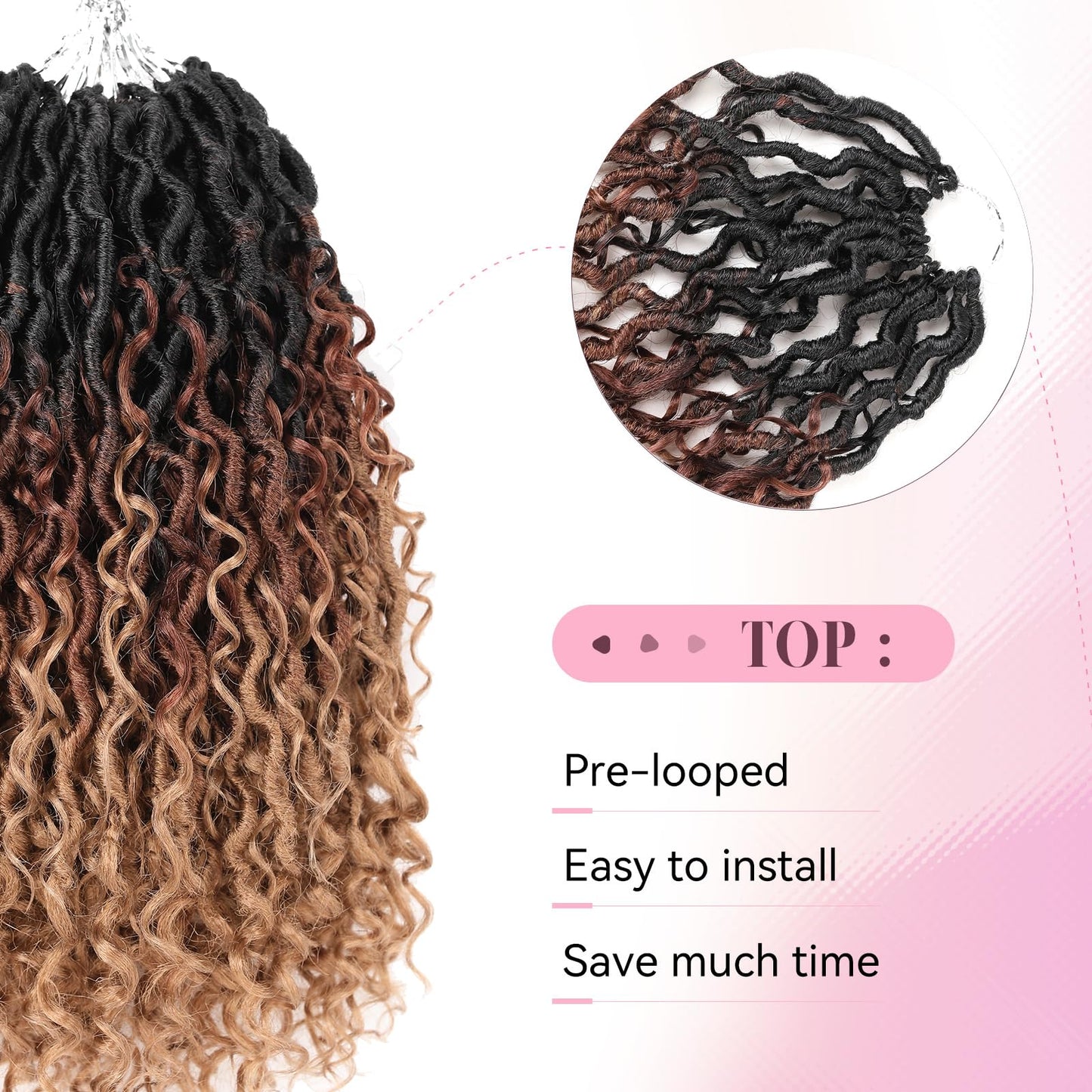 Aipin New Goddess Locs Crochet Hair 18 Inch Boho River Locs Hippile Wavy Crochet With Curly Hair In Middle And Ends Braids Hair Extensions (8 Packs,18 inch, OM3T3027)