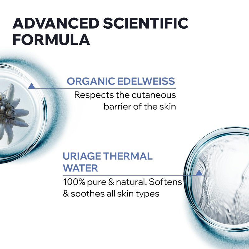 Uriage Baby 1st cleansing water with Organic Edelweiss, Softens baby's delicate skin, Ultra-convenient pump, Soap Free, Face & body, Physiological pH