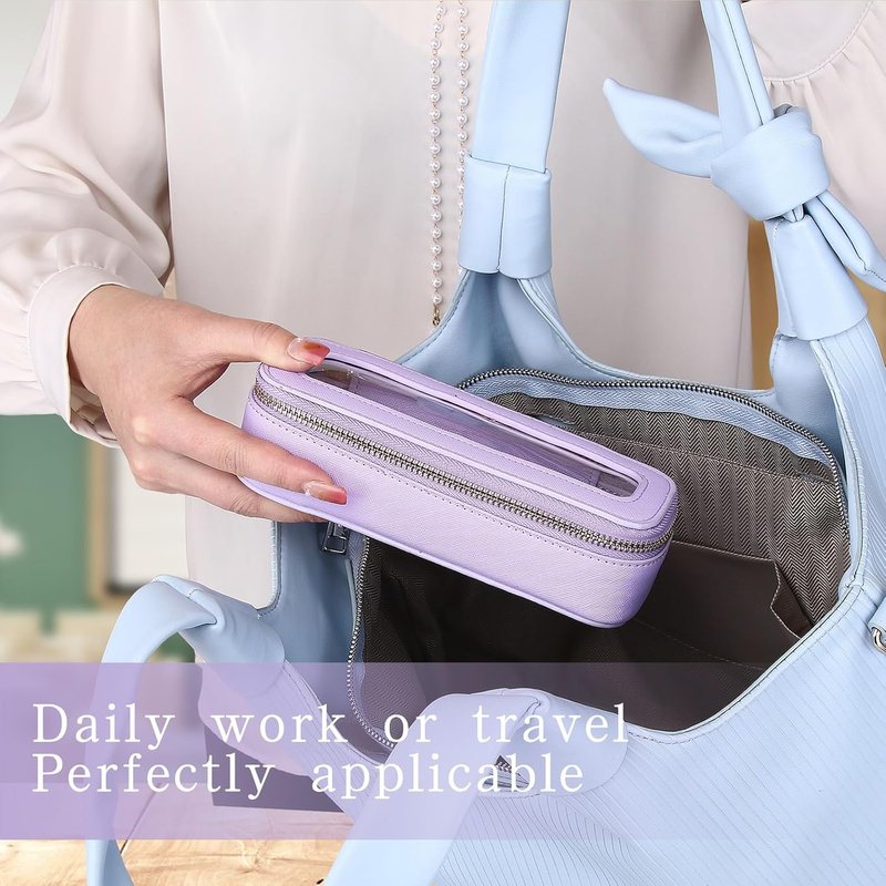 Travel Makeup Set - Waterproof Transparent Cosmetic Bag & Toiletry Organizer | Purple, L+M+Slim