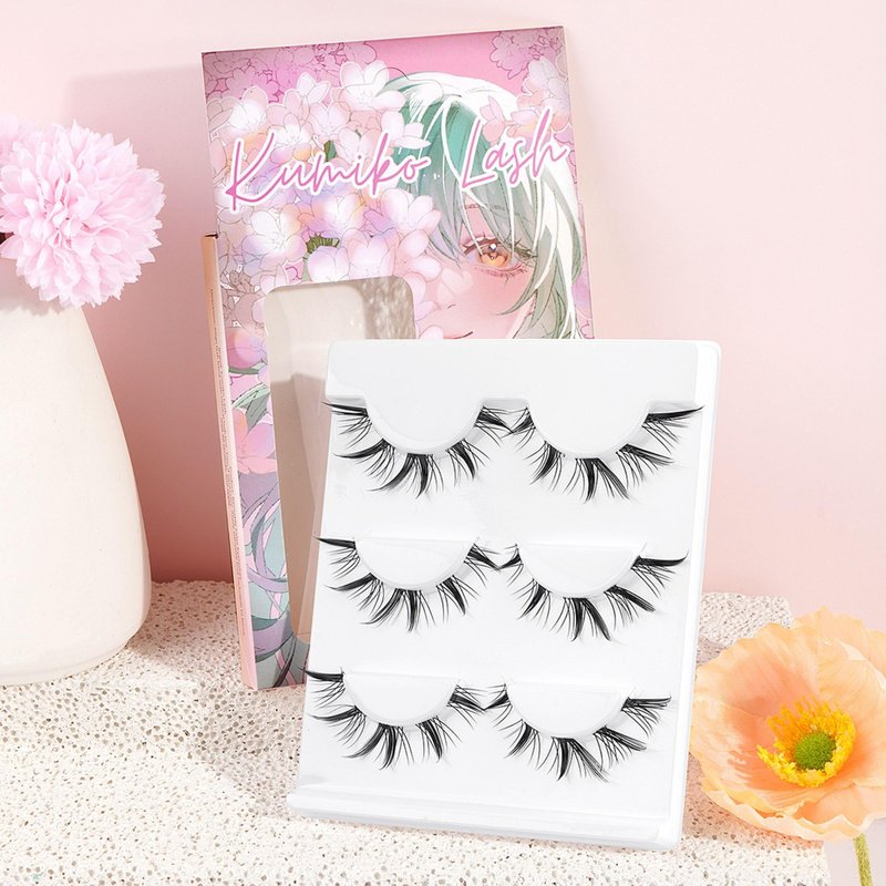 Kumiko Handmade Manga Lashes 3 Pairs Pack | Douyin False Eyelashes Manhua Anime Lashes Wispy Cat Eye | Japanese Korean Spiky Fake Eyelashes Fairy Custom Look | Ideal for Cosplay & Kawaii (Fairy Style)