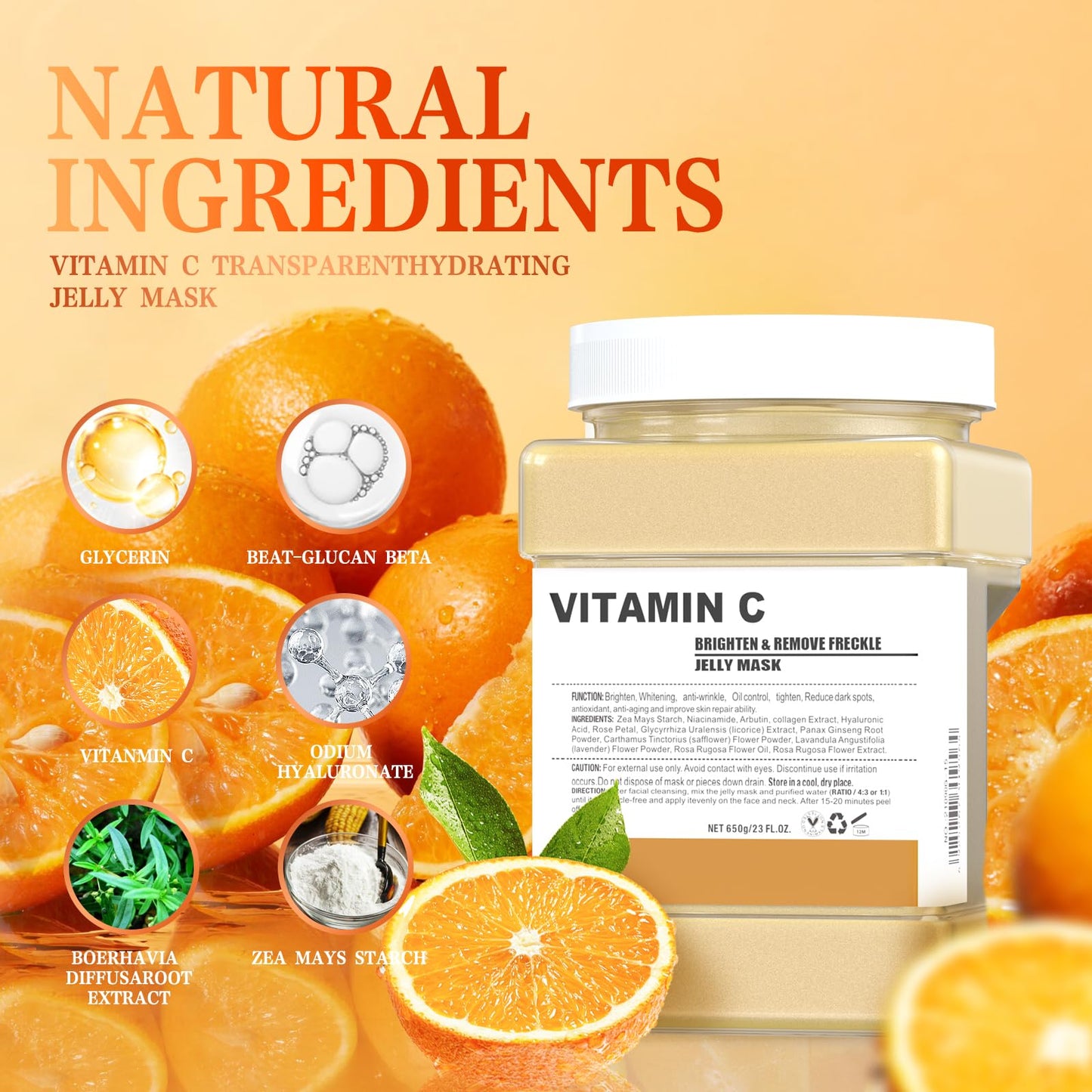 Truvenum Jelly Mask for Facials Professional,Vitamin C Jelly Face Mask,Brightening & Hydrating Mask, Nourishing & Tightening, Anti-Aging & Acne Treatment, Face Skin Care Bowl Set DIY Spa 23 Fl Oz