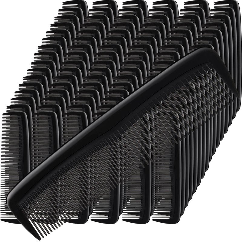 Mimorou 150 Pieces Hair Combs Bulk Black Plastic Pocket Hair Combs 5 Inch Fine and Wide Tooth for Women and Men, Hotel, Travel, Charity, Homeless, Nursing Home