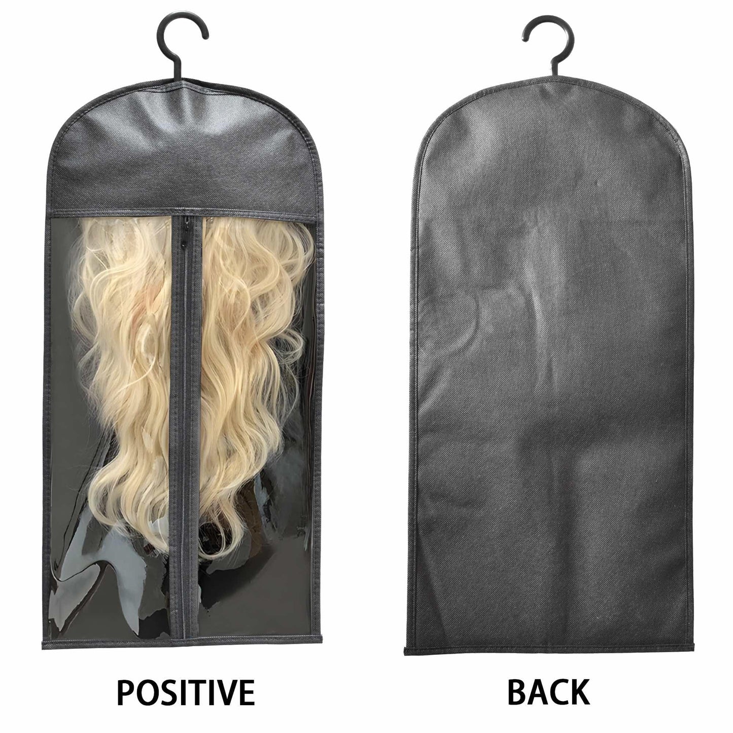 Kneysan 12-PCS Wig Storage Bags with Hangers – Premium Hair Extension Organizer for Multiple Wigs, 60cm x 30cm Dust-Proof Closet Savers (Black)