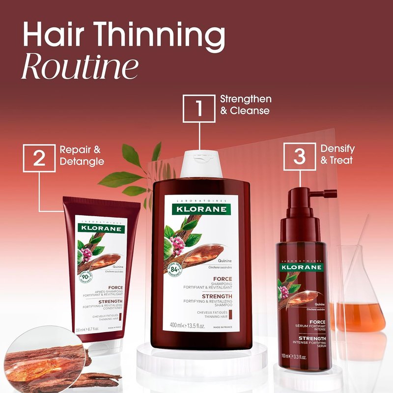 Klorane Strengthening Shampoo with Quinine - Natural Thickening Formula for Hair Thinning | 13.5 fl. oz.