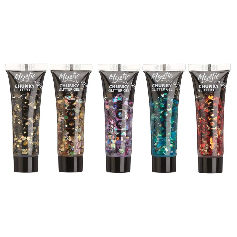 Mystic Chunky Glitter Gel - 5 Vibrant Face Paint Colors - 0.40fl Each
