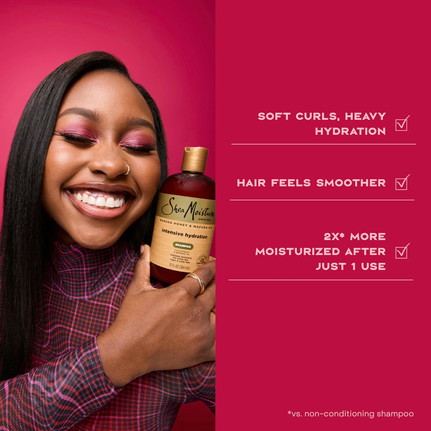 Shea Moisture Intensive Hydration Shampoo Manuka Honey and Mafura Oil for Dry, Damaged Hair Sulfate-Free 13 oz