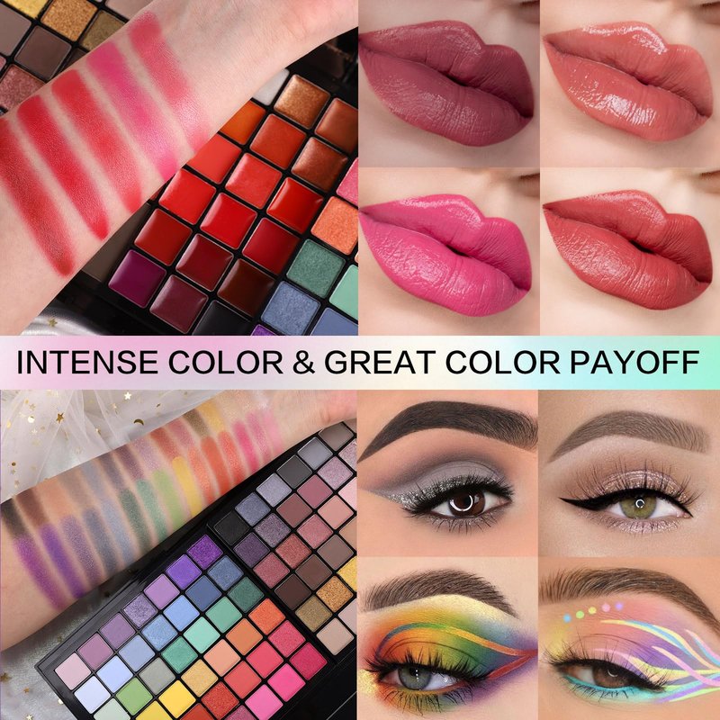 CHARMCODE All in One Makeup Kit, Makeup Kit for Women Full Kit, Make Up Christmas Gift Set for Teen Girls- Eyeshadow Palette,Lip Gloss,Concealer,Highlighter,Blush,Eyeliner,Brow Powder & Contour